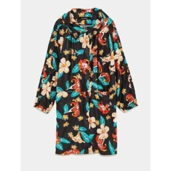 NEW ZARA Floral Zara Raincoat SMALL - Picture 1 of 6